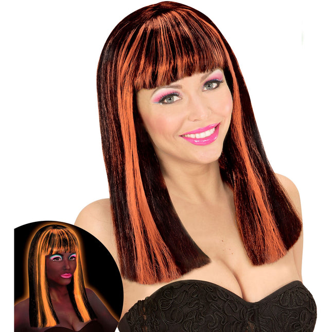 Perruque d'Halloween Rayures noires et orange