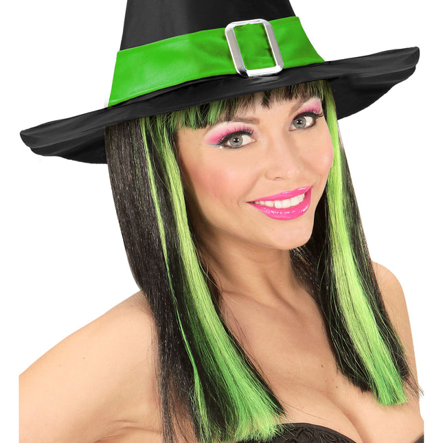 Perruque d'Halloween Rayures noires et vertes