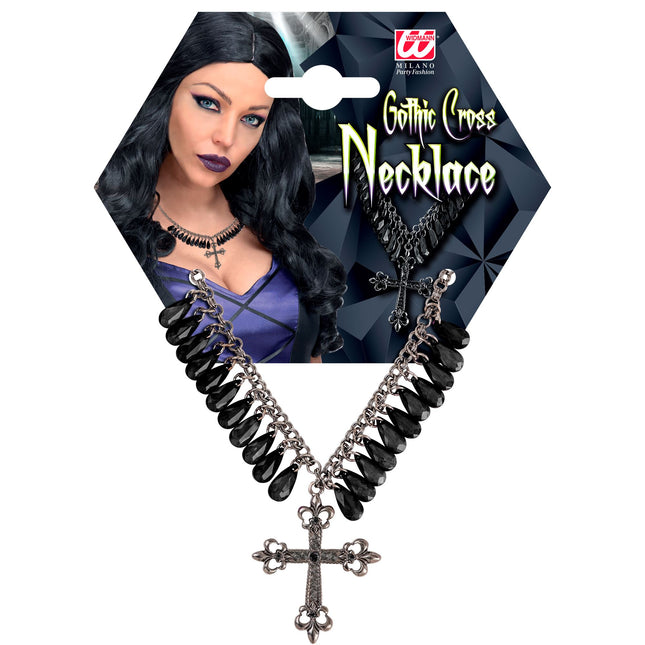 Collier d'Halloween Croix noire gothique