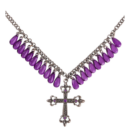 Collier d'Halloween Croix violette