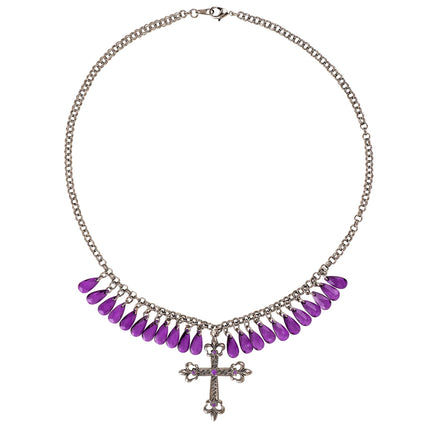 Collier d'Halloween Croix violette