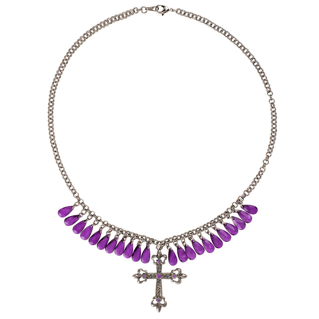 Collier d'Halloween Croix violette