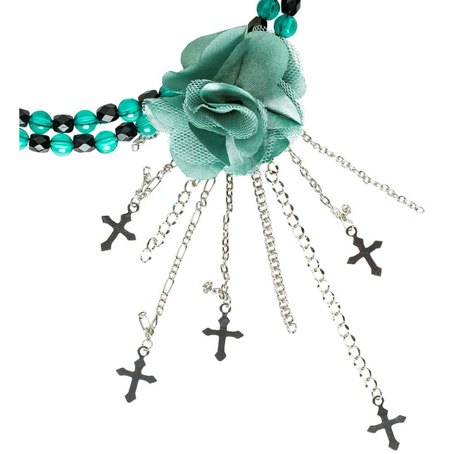 Collier d'Halloween Vert avec Rose