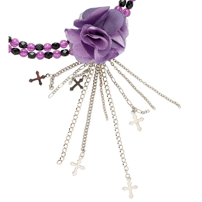 Collier d'Halloween violet avec rose