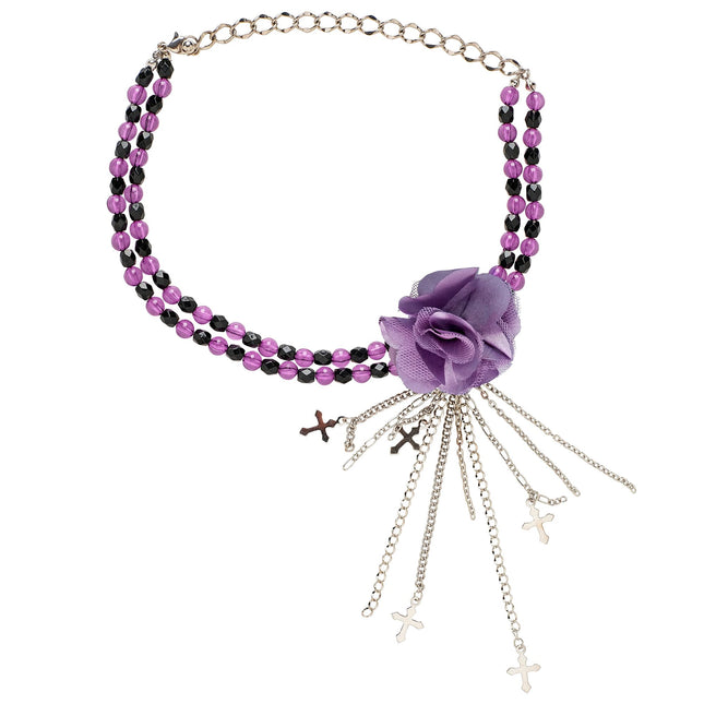 Collier d'Halloween violet avec rose