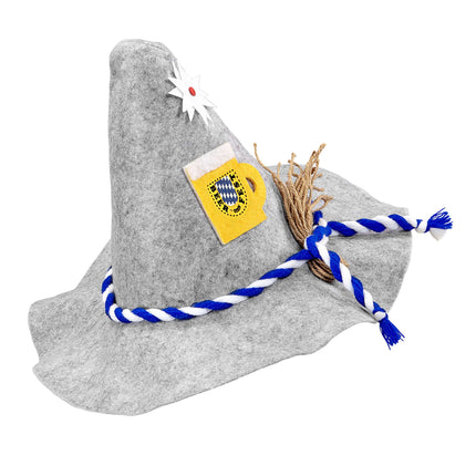 Chapeau Tiroler Oktoberfest avec Edelweiss et Stein à bière