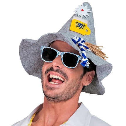 Chapeau Tiroler Oktoberfest avec Edelweiss et Stein à bière