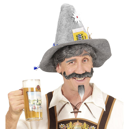 Chapeau Tiroler Oktoberfest avec Edelweiss et Stein à bière