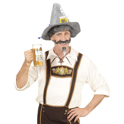 Chapeau Tiroler Oktoberfest avec Edelweiss et Stein à bière