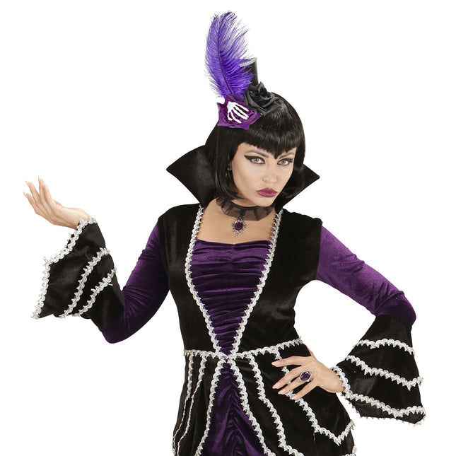 Chapeau d'Halloween violet Mini Squelette