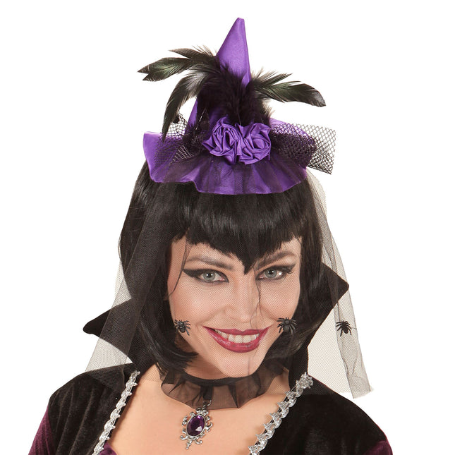 Chapeau d'Halloween Sorcière mauve Mini