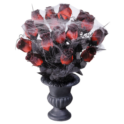 Décoration de table pour Halloween Vase avec des roses