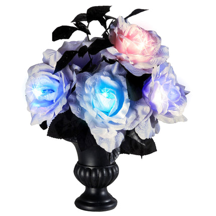 Décoration de table pour Halloween Vase avec roses et lumière