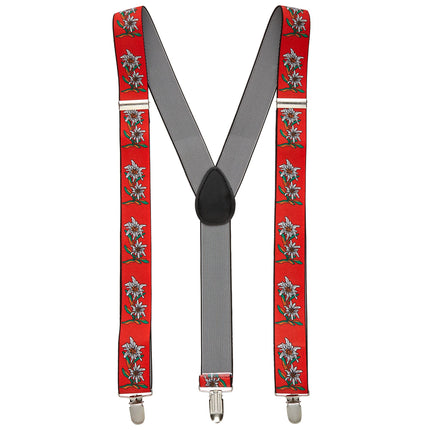 Bretelles Oktoberfest Rouge Avec Edelweiss