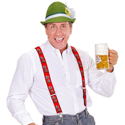 Bretelles Oktoberfest Rouge Avec Edelweiss