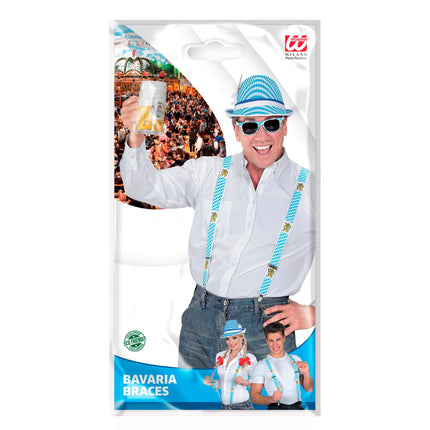 Bretelles Oktoberfest Bleu Blanc Avec Bière