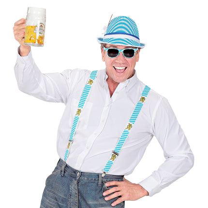 Bretelles Oktoberfest Bleu Blanc Avec Bière