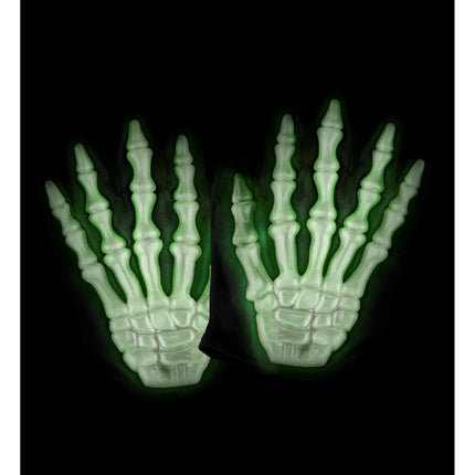 Gants d'Halloween Noirs Blancs Squelette