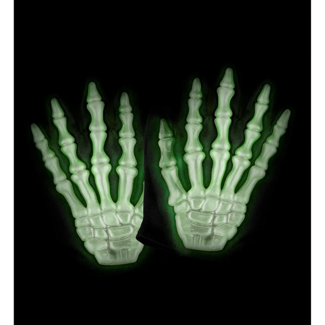 Gants d'Halloween Noirs Blancs Squelette