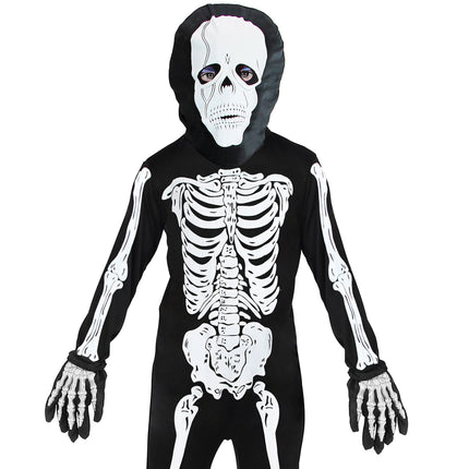 Gants d'Halloween Noirs Blancs Squelette