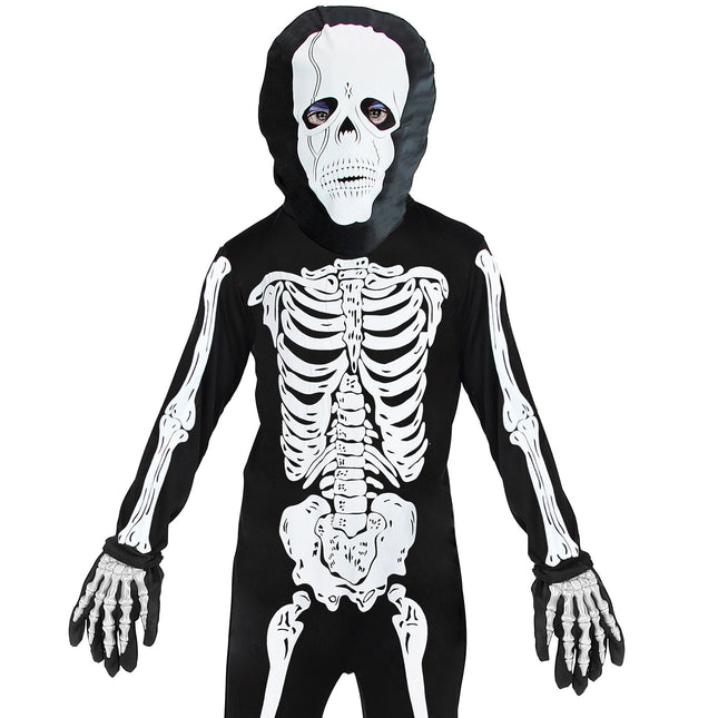 Gants d'Halloween Noirs Blancs Squelette