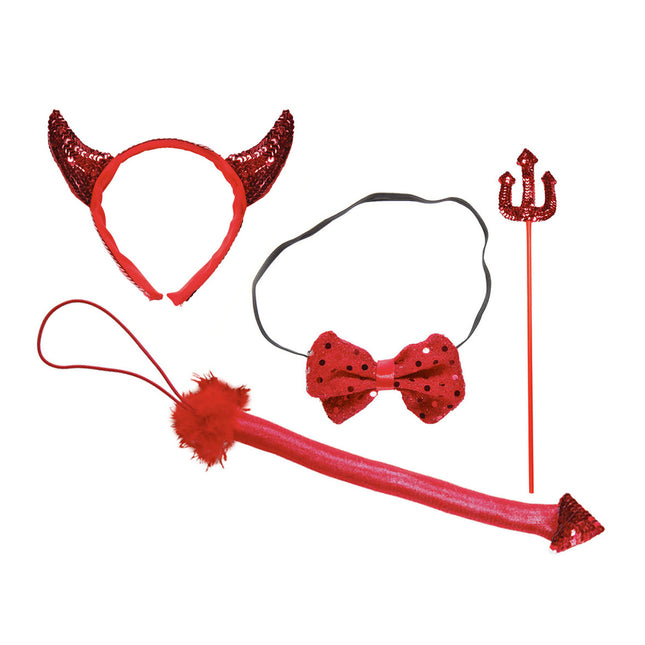 Ensemble d'accessoires d'Halloween Diable 4 pièces
