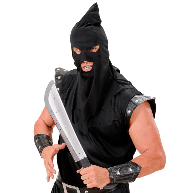 Faux couteau d'Halloween avec du sang 54cm