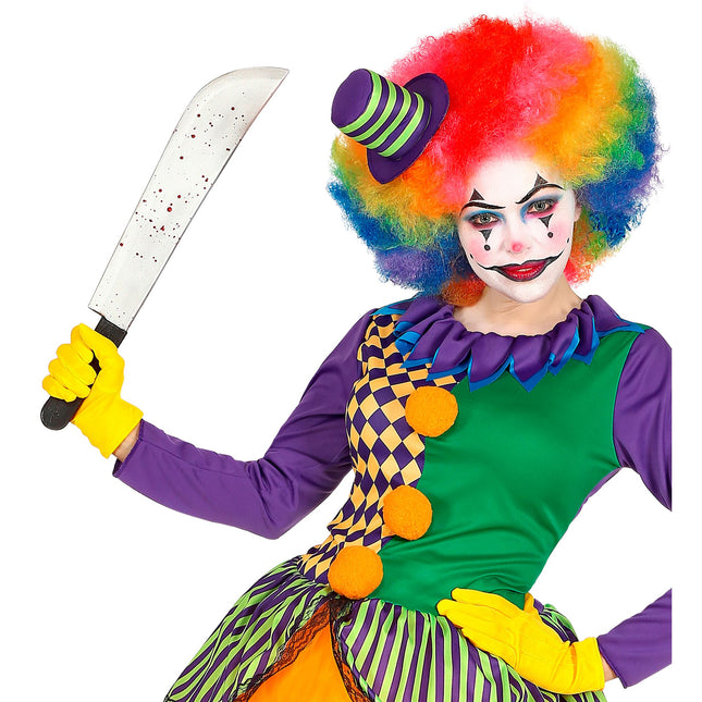 Faux couteau d'Halloween avec du sang 54cm