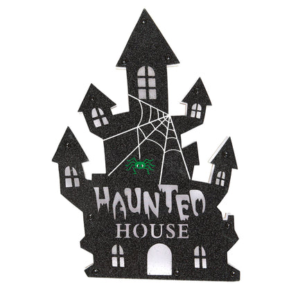 Décoration murale d'Halloween Maison hantée avec lumière