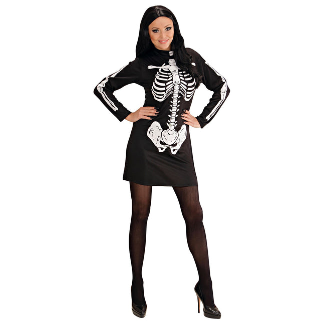 Robe d'Halloween Noir Blanc Dames Squelette