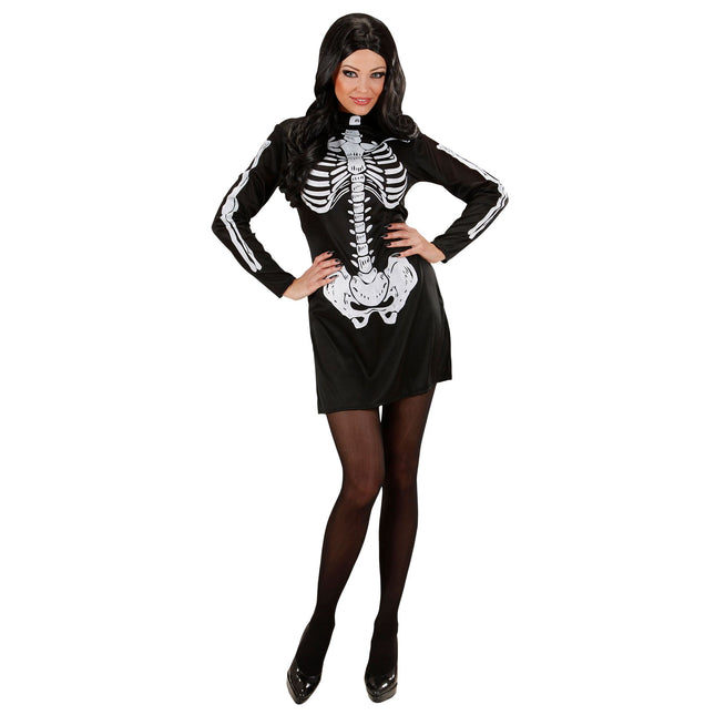 Robe d'Halloween Noir Blanc Dames Squelette