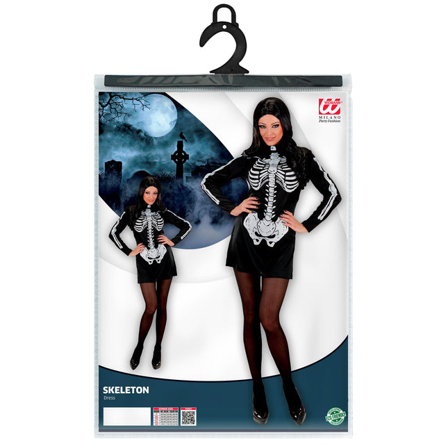 Robe d'Halloween Noir Blanc Dames Squelette