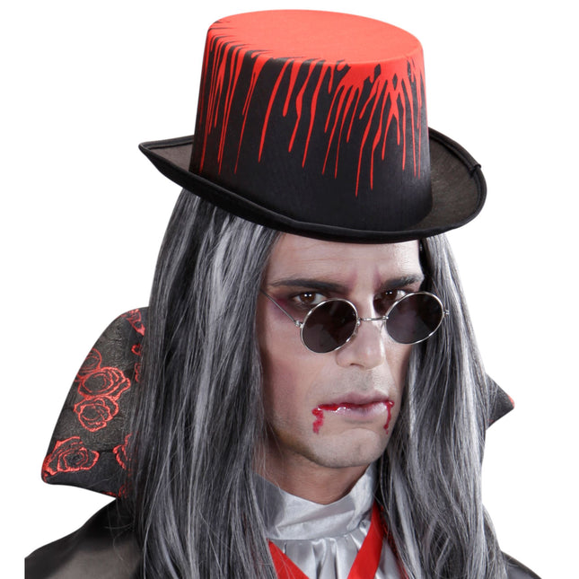 Chapeau d'Halloween noir dégoulinant de sang
