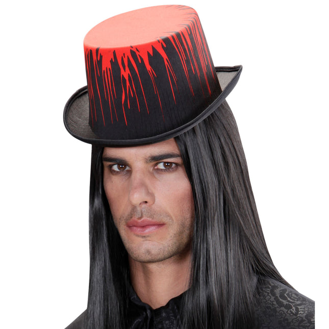 Chapeau d'Halloween noir dégoulinant de sang