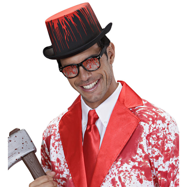 Chapeau d'Halloween noir dégoulinant de sang