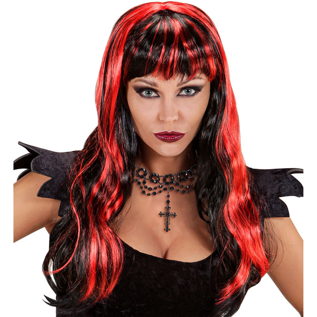 Perruque d'Halloween Rouge Noir