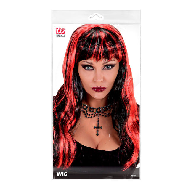 Perruque d'Halloween Rouge Noir
