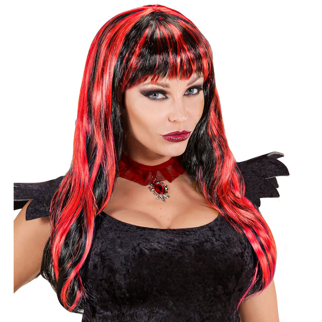 Perruque d'Halloween Rouge Noir