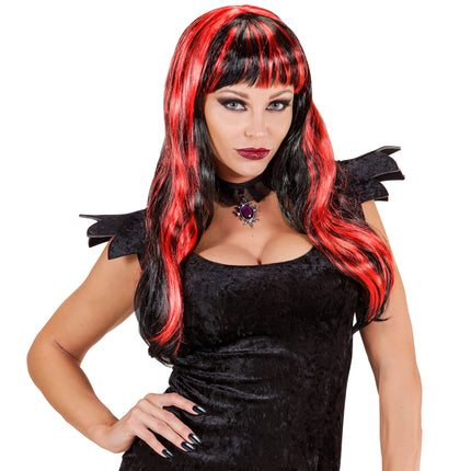 Perruque d'Halloween Rouge Noir