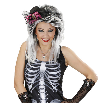 Chapeau d'Halloween Tête de mort avec noeud