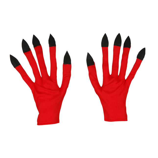 Gants d'Halloween Rouge Noir Diable