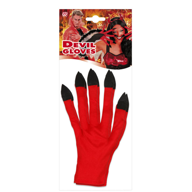 Gants d'Halloween Rouge Noir Diable