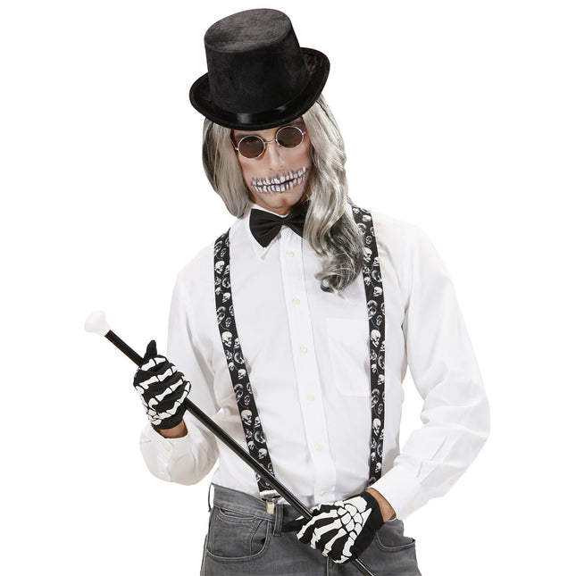 Bretelles d'Halloween Noirs Blancs Crânes
