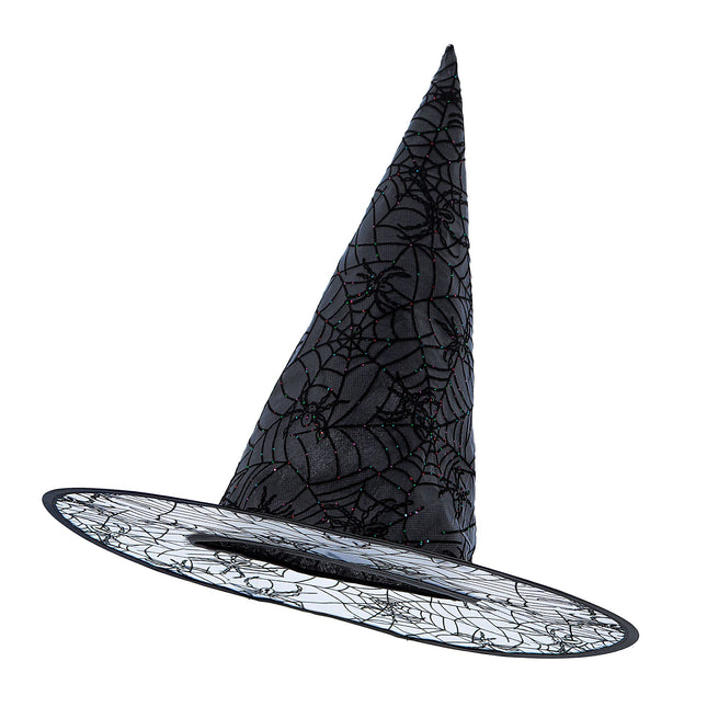 Chapeau de sorcière d'Halloween Noir pailleté