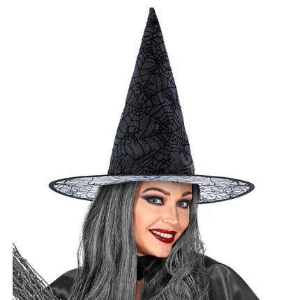 Chapeau de sorcière d'Halloween Noir pailleté