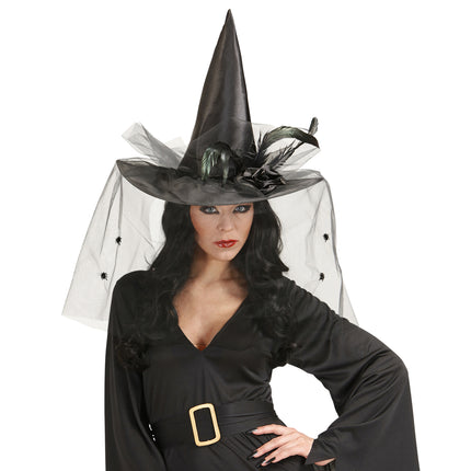 Chapeau de sorcière d'Halloween Voile noir
