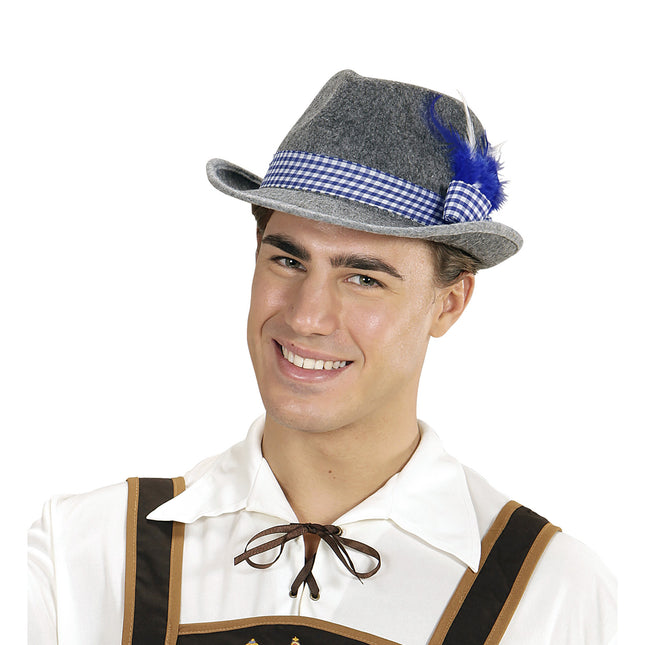 FEDORA BAVAROIS AVEC PLUMES BLEUES