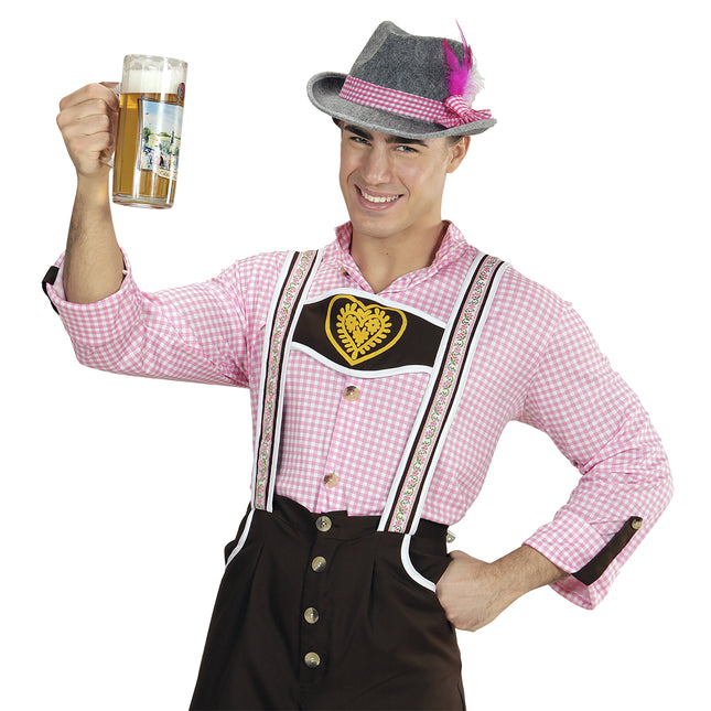 FEDORA BAVAROIS AVEC PLUMES ROSES