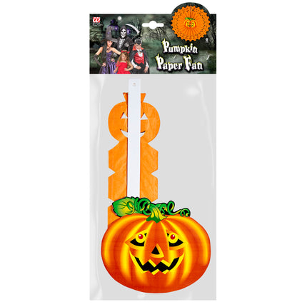 Eventail Halloween Citrouille Orange 50cm