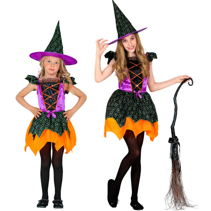 Costume de sorcière Noir Orange Fille